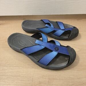 KEEN Gray Blue Ombre Slip On Grunge Casual Beach Outdoor Bali Sandals Size 7.5